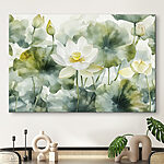 Canvas Schilderijen Lotus bloeit temidden van etherische nevel.