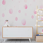Fotobehang Roze en wit stippenbehang