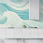 Fotobehang Blauwe en witte golven