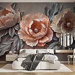Fotobehang Groep bloemen met bladeren