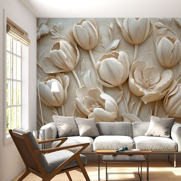 Fotobehang Groep witte bloemen