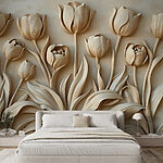 Fotobehang Elegante Beige Tulpen Sculpturen Bloeien