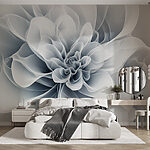 Fotobehang Elegant monochroom bloemendesign met wervelingen