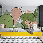 Fotobehang Groep cactussen met verschillende vormen