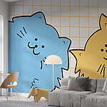 Fotobehang Blauw met gele kat