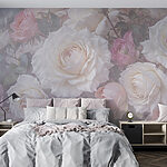 Fotobehang Groep witte en roze rozen