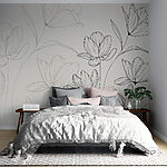 Fotobehang Tekening van bloemen op een witte achtergrond