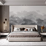 Fotobehang Zwart-wit afbeelding van wolken