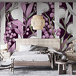 Fotobehang Paars en wit bloemenpatroon