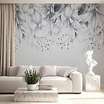 Fotobehang Elegant zilver gebladerte, serene achtergrond