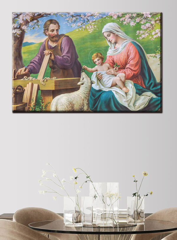 Schilderij van een man en vrouw die een baby vasthouden Canvas Schilderijen Schilderij van een man en vrouw die een baby vasthouden