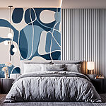Fotobehang Blauw en wit patroon