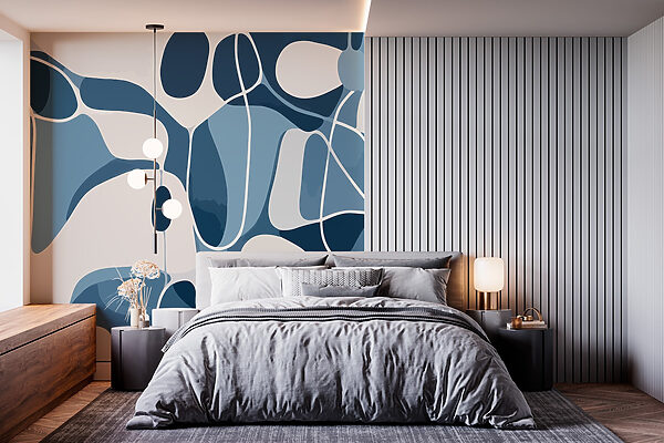 Blauw en wit patroon Fotobehang Blauw en wit patroon