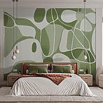 Fotobehang Groen en wit patroon