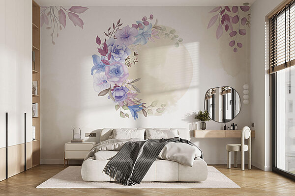 Aquarel van bloemen Fotobehang Aquarel van bloemen