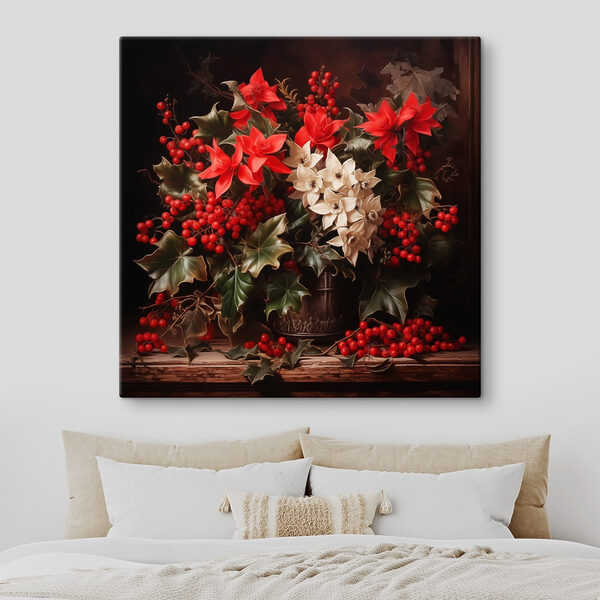 Schilderen van bloemen en bessen Canvas Schilderijen Schilderen van bloemen en bessen