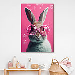 Canvas Schilderijen Konijn met roze bril