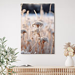 Canvas Schilderijen De winter fluistert in berijpte bloemen.
