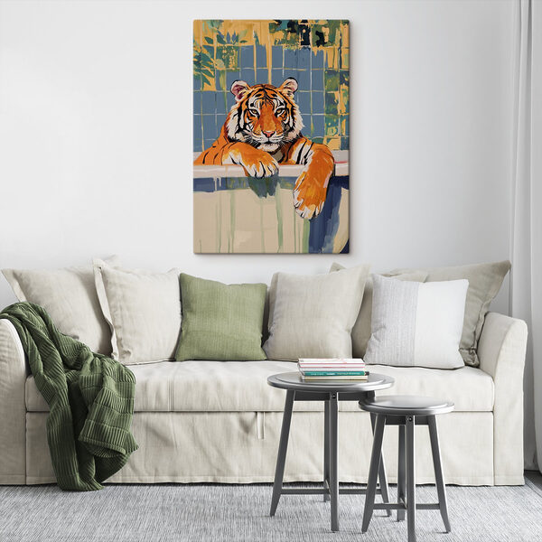 Tijger in een badkuip Canvas Schilderijen Tijger in een badkuip