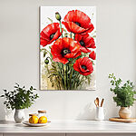 Canvas Schilderijen Schilderij van rode bloemen