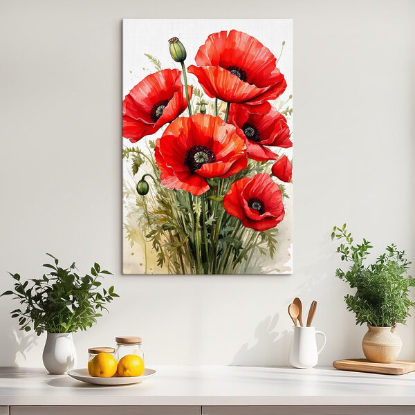 Schilderij van rode bloemen Canvas Schilderijen Schilderij van rode bloemen