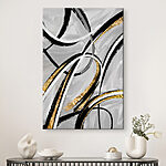 Canvas Schilderijen Monochrome swirls met metallic accenten