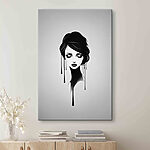 Canvas Schilderijen Vrouw met zwart haar en make-up