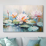 Canvas Schilderijen Schilderij van bloemen op water