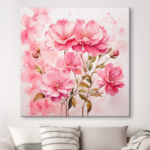 Canvas Schilderijen Canvas Schilderijen Schilderij van roze bloemen (Artikelnummer: s36120)