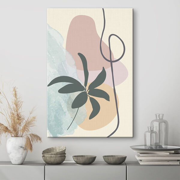 Plant met bladeren en een spiraal Canvas Schilderijen Plant met bladeren en een spiraal