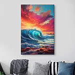 Canvas Schilderijen Grote golf in de oceaan
