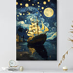 Canvas Schilderijen Schilderij van een schip in het water