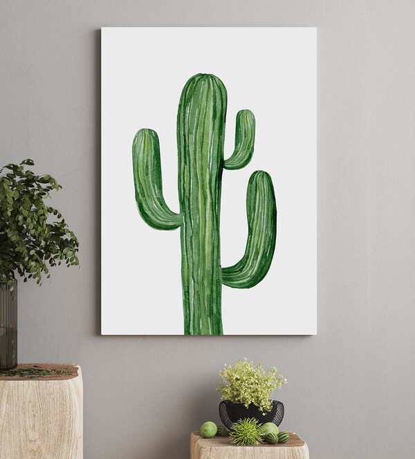 Groene cactus op witte achtergrond Canvas Schilderijen Groene cactus op witte achtergrond