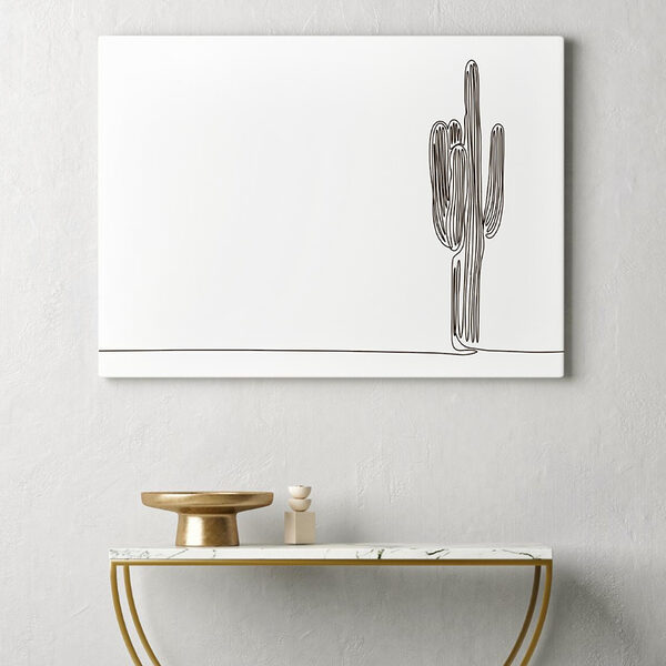 Cactus in één lijn getekend Canvas Schilderijen Cactus in één lijn getekend