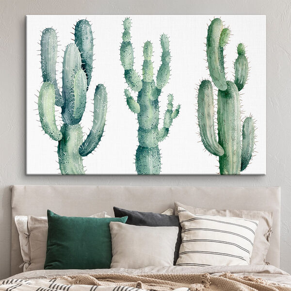 Groep cactussen op witte achtergrond Canvas Schilderijen Groep cactussen op witte achtergrond