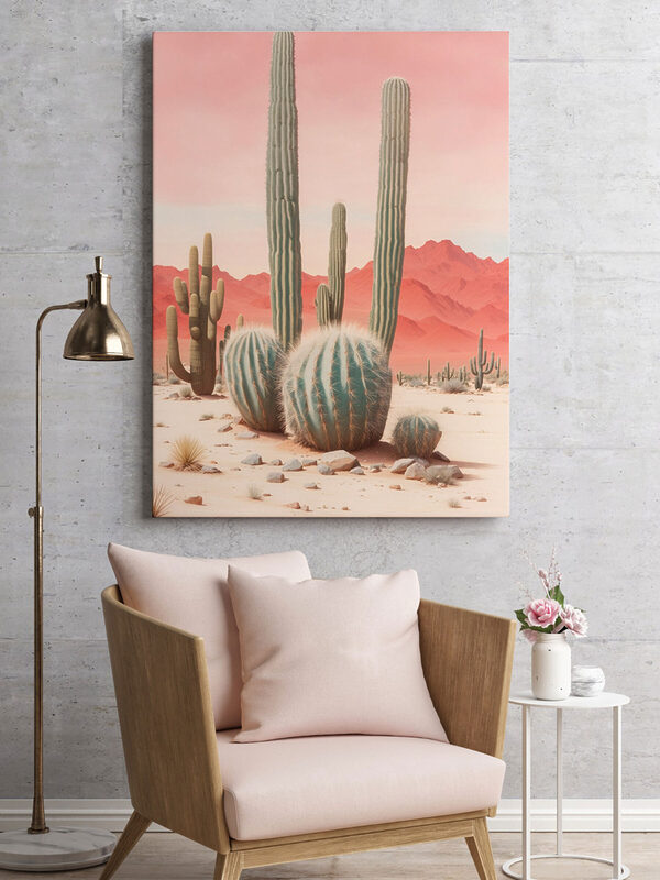 Groep cactussen in een woestijn Canvas Schilderijen Groep cactussen in een woestijn