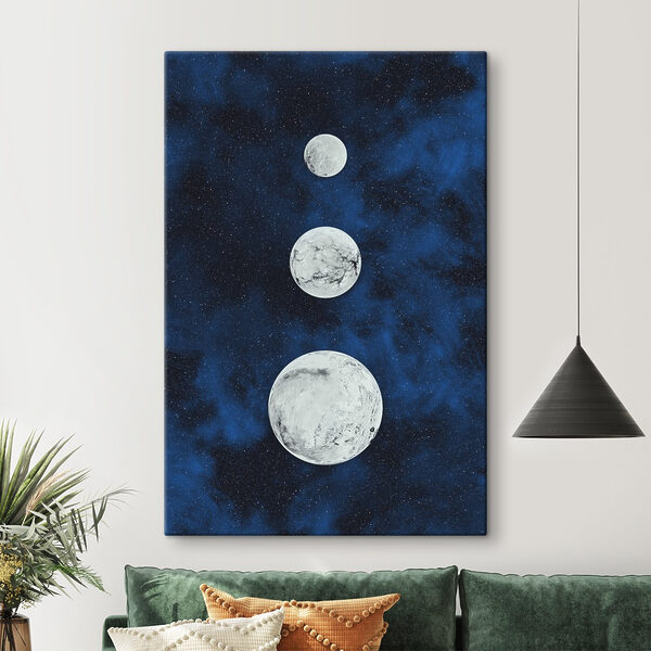 Groep witte ronde objecten in de ruimte Canvas Schilderijen Groep witte ronde objecten in de ruimte