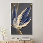 Canvas Schilderijen Elegante marineblauwe en crèmekleurige veren dansen.