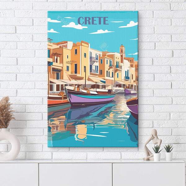 Boten in een kanaal met gebouwen op de achtergrond Canvas Schilderijen Boten in een kanaal met gebouwen op de achtergrond