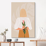 Canvas Schilderijen Vrouw met bloem