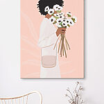 Canvas Schilderijen Vrouw met bloemen