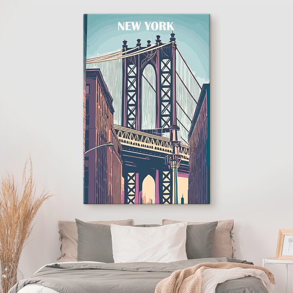 Brug met een brug op de achtergrond Canvas Schilderijen Brug met een brug op de achtergrond