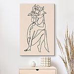 Canvas Schilderijen Tekening van een persoon met een roos