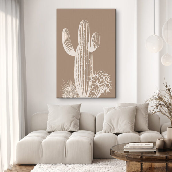 Cactus met doornen en bloemen Canvas Schilderijen Cactus met doornen en bloemen