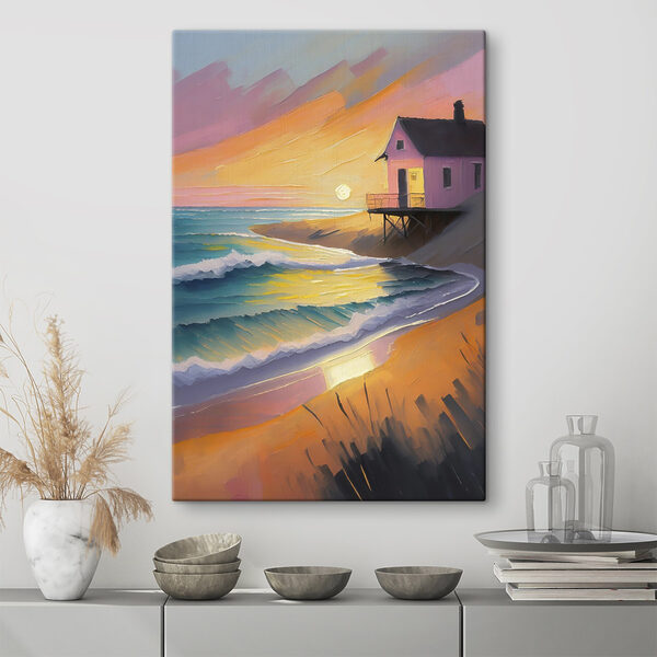 Huis op een strand Canvas Schilderijen Huis op een strand