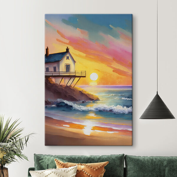 Huis op een klif boven het water Canvas Schilderijen Huis op een klif boven het water