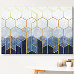 Canvas Schilderijen Blauw en wit hexagonenpatroon