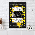 Canvas Schilderijen Grafisch ontwerp met gele tekst