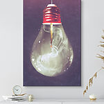 Canvas Schilderijen Gloeilamp met vuur