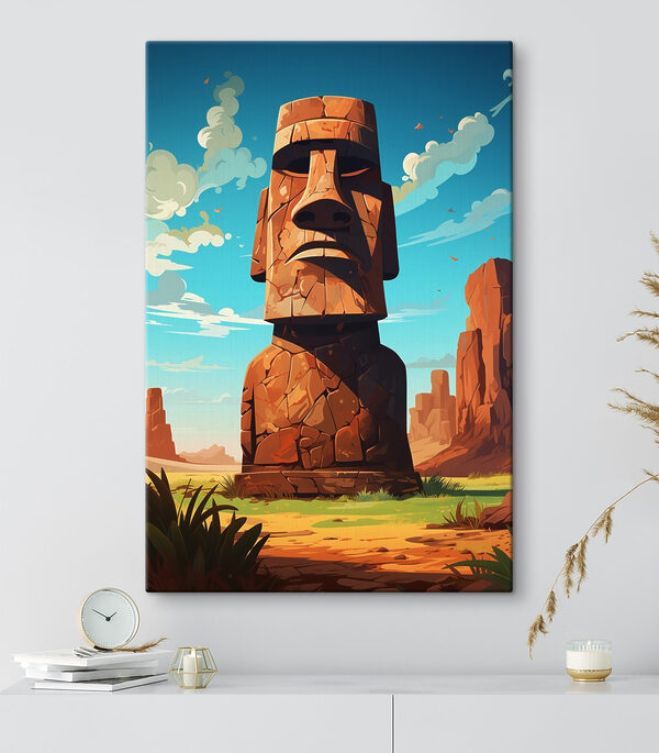 Groot stenen standbeeld in een woestijn Canvas Schilderijen Groot stenen standbeeld in een woestijn